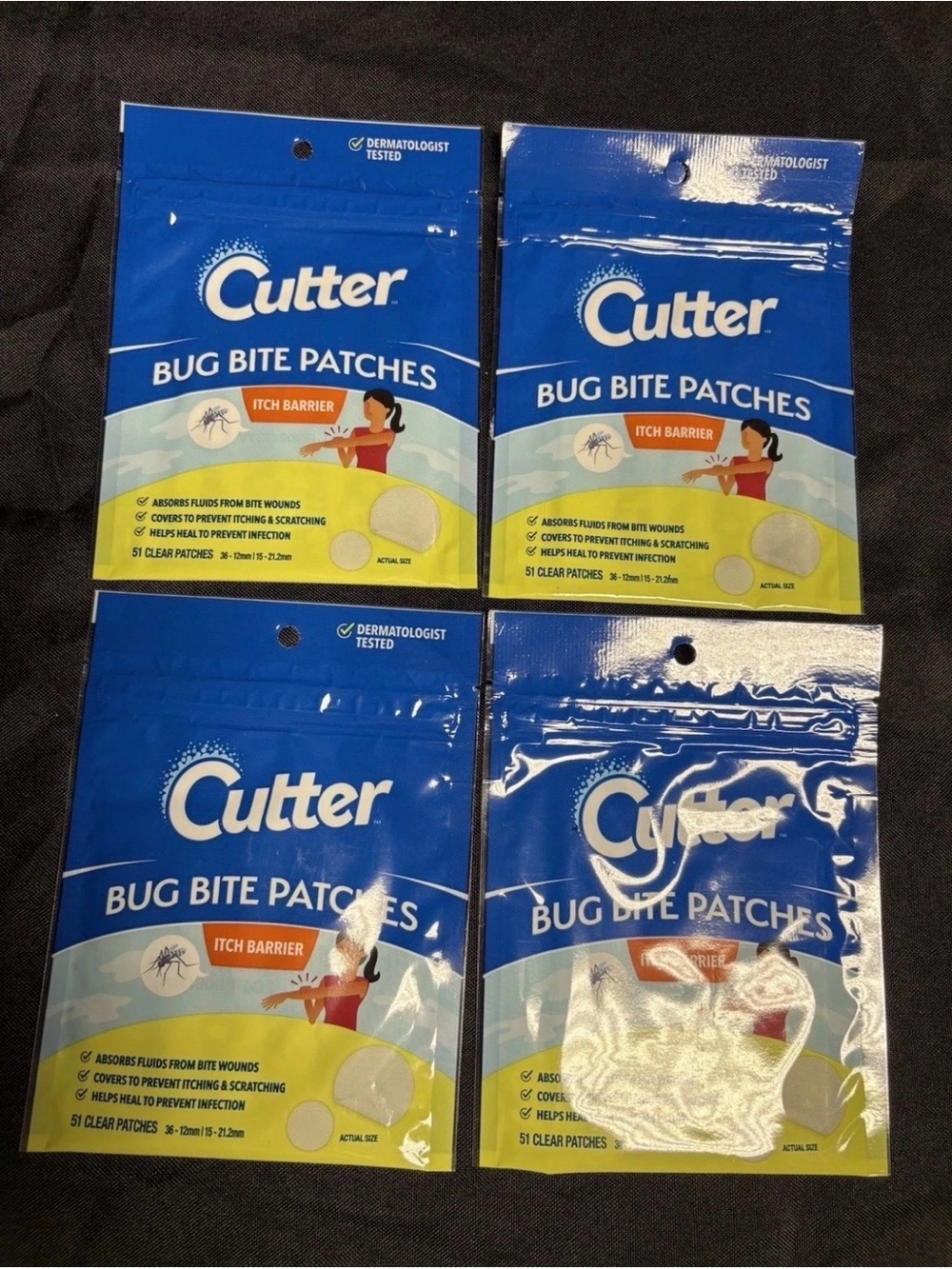 Cutter (4 Packs) Bug Bite Patches 51 Clear Patches Prevent Itching Scratching